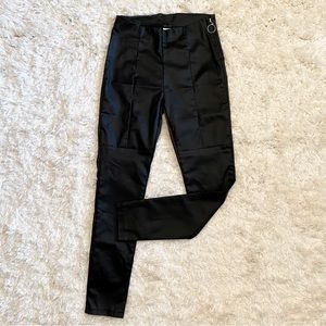 Leather Zipper Pull On Pants